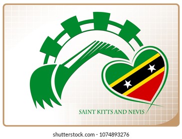 Backhoe logo made from the flag of Saint Kitts and Nevis