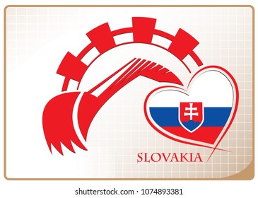 Backhoe logo made from the flag of Slovakia