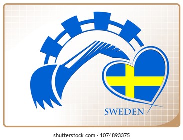 Backhoe logo made from the flag of Sweden