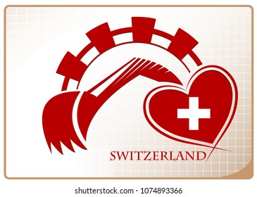 Backhoe logo made from the flag of Switzerland