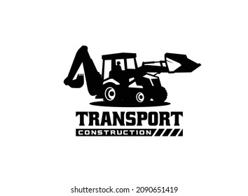 Backhoe logo vector for construction company. Vehicle equipment template vector illustration for your brand.