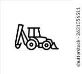 Backhoe outline icon. construction vehicle black line illustration.
