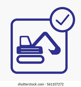 Backhoe Truck Icon. Flat Isolated Symbol graphic