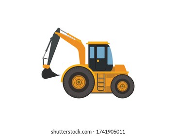 Backhoe vehicle. Simple flat illustration
