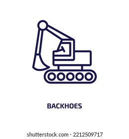 backhoes icon from construction collection. Thin linear backhoes, loader, equipment outline icon isolated on white background. Line vector backhoes sign, symbol for web and mobile