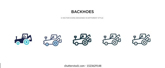 backhoes icon in different style vector illustration. two colored and black backhoes vector icons designed in filled, outline, line and stroke style can be used for web, mobile, ui