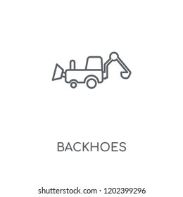Backhoes linear icon. Backhoes concept stroke symbol design. Thin graphic elements vector illustration, outline pattern on a white background, eps 10.