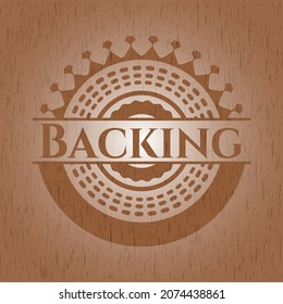 Backing retro wooden emblem. Vector Illustration. 