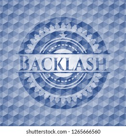 Backlash blue emblem with geometric background.