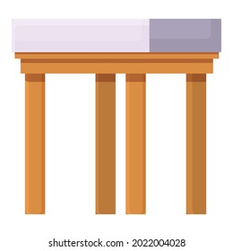 Backless chair icon cartoon vector. Outdoor wood chair. Patio furniture