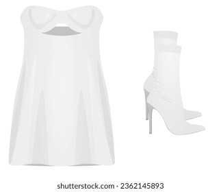 Backless dress set. vector illustration