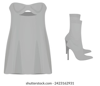 Backless dress set. vector illustration