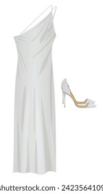Backless dress set. vector illustration