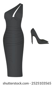Backless dress set. vector illustration