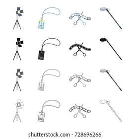 Backlight, identification, tape, and other web icon in cartoon style. Film, cartoon, stand, icons in set collection.