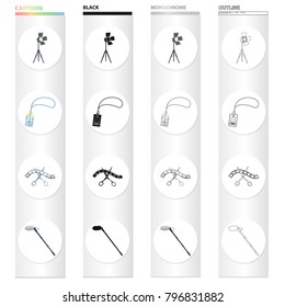 Backlight, identification, tape, and other web icon in cartoon style. Film, cartoon, stand, icons in set collection.
