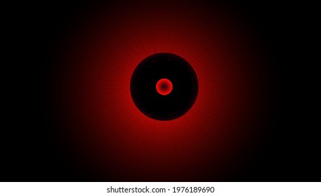 Backlight planet orbits in dark red space, Abstract vector science and technology background.