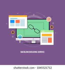Backlink Building  - SEO Strategy - Link building vector concept with icons