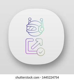 Backlink checker bot app icon. Website optimization. Artificial intelligence. Support service bot. SEO assistant, ai. UI/UX user interface. Web or mobile applications. Vector isolated illustrations