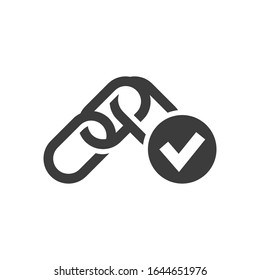 Icono del corrector de enlaces posteriores sobre fondo blanco.