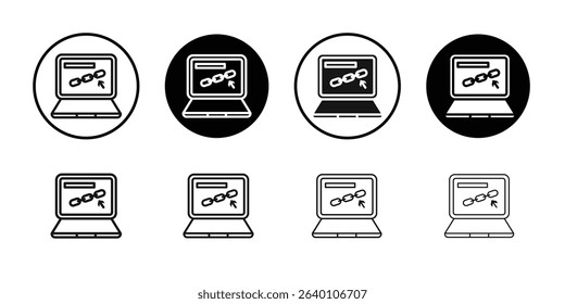 Backlink icon Black line art vector logo set