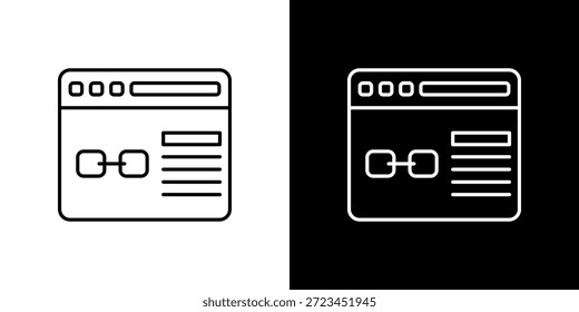 Icono de enlace negro y contorno blanco.