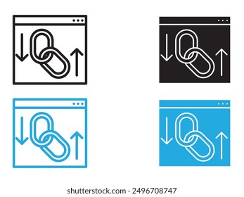 Backlink icon black and white vector outline sign