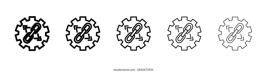 Vector aislado del icono del backlink en el conjunto blanco del fondo