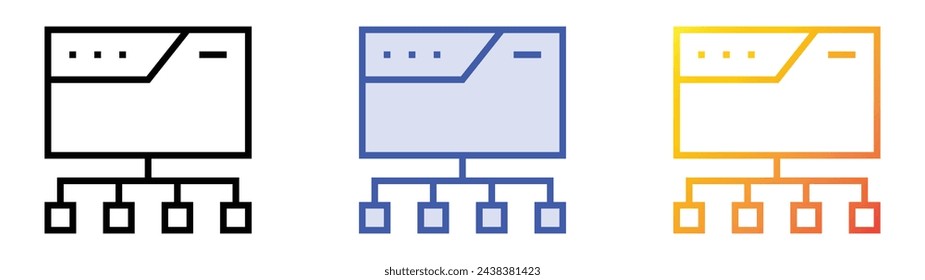 icono de backlink. Diseño de estilo de relleno lineal, azul y degradado aislado sobre fondo blanco