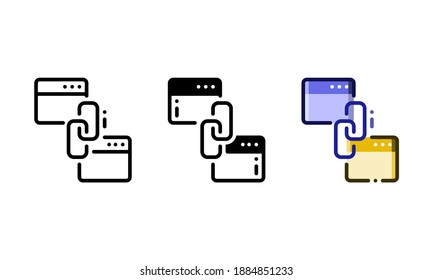 Backlink icon. With outline, glyph, and filled outline styles