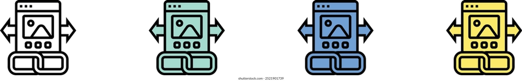 backlink icon. Outline, Green, Blue and Yellow Style Design Isolated On White Background
