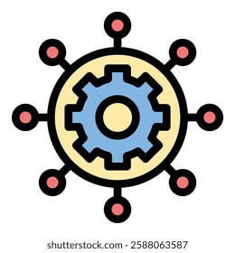 Backlink Icon SEO and Website Connectivity in Flat Line Color Style.