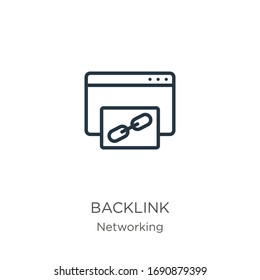 Backlink icon. Thin linear backlink outline icon isolated on white background from networking collection. Line vector sign, symbol for web and mobile