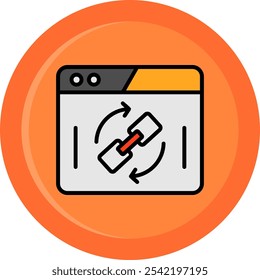 Linha de backlink preenchida círculo vetor ícone design