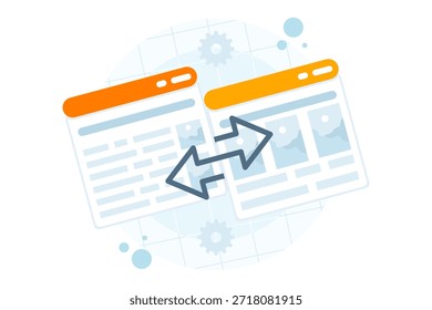 Concepto de estrategia de backlink con Enlaces conectados que simbolizan la construcción de Enlaces. Ilustración vectorial para el crecimiento del SEO, autoridad de Sitio web y optimización del marketing digital.
