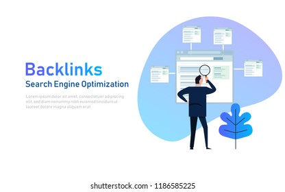 Backlinks or link building. seo concept. vector illustration