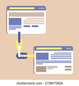 Backlinks or link building vector illustration. SEO concept. Link building, backlink strategy for SEO marketing.