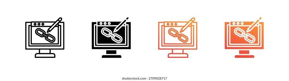 Backlinks Vector de conjunto de iconos de estilos múltiples
