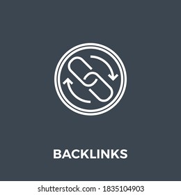 Backlinks Verwandtes Vektorgrafik-Thin Line-Symbol. Einzeln auf schwarzem Hintergrund. Bearbeitbarer Stroke. Vektorgrafik.