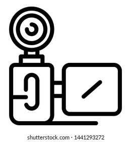 Backlit vertical camera icon. Outline backlit vertical camera vector icon for web design isolated on white background