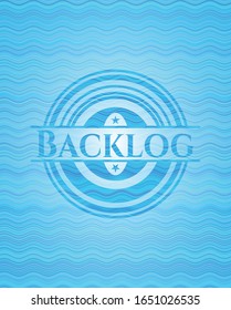 Backlog light blue water wave badge. Vector Illustration. Detailed.