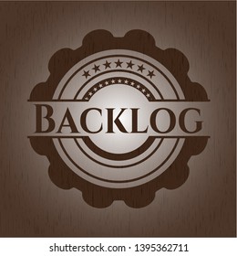 Backlog realistic wood emblem. Vector Illustration.
