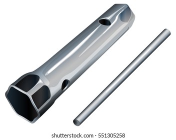 Backnut Spanner with Rod - Illustration