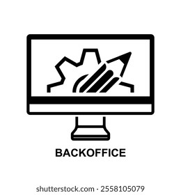 Backoffice icon.The back office is the portion of a company made up of administration and support personnel who are not client-facing