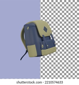Backpack in 3d render for graphic asset web presentation or other