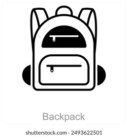 Backpack and adventure icon concept