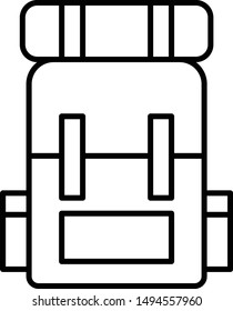 Backpack adventure line icon logo design