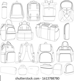 Backpack Baby Bag Cosmetic Template Design Set