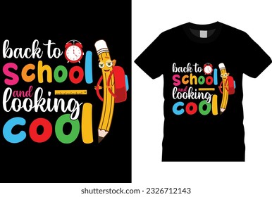 Backpack back to school vector cartoon pencil children beautiful typography t-shirt for children. teacher tee, apparel, vector illustration,graphic template, typography, vintage, teacher's day.