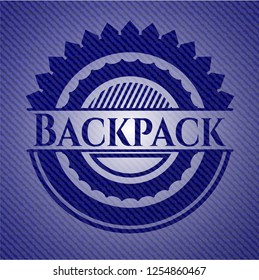 Backpack badge with denim texture